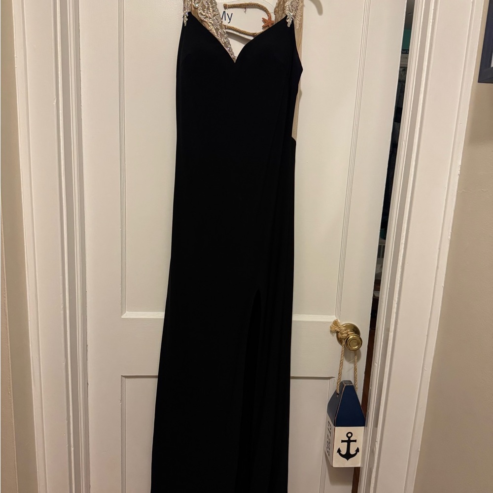JS Boutique Black Maxi Dress with Silver Accents